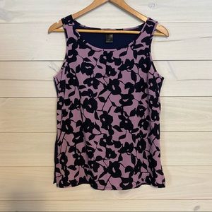 ANN TAYLOR lilac and navy floral tank top